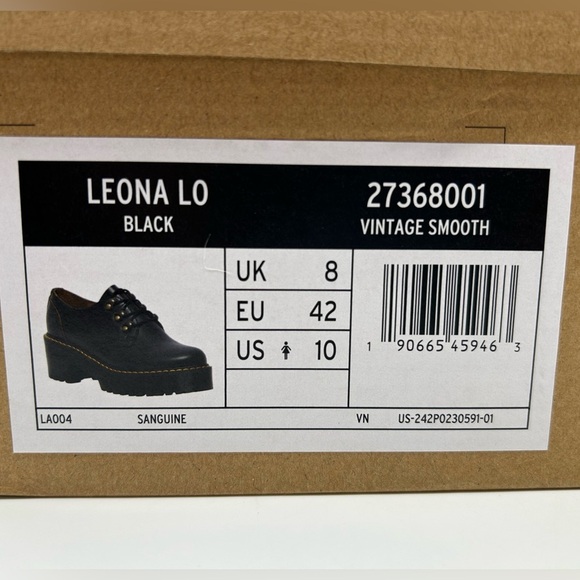 Dr. Martens Leona Lo Platform Oxford Shoes Black Leather Lug Sole Size 10 NWB main image 8